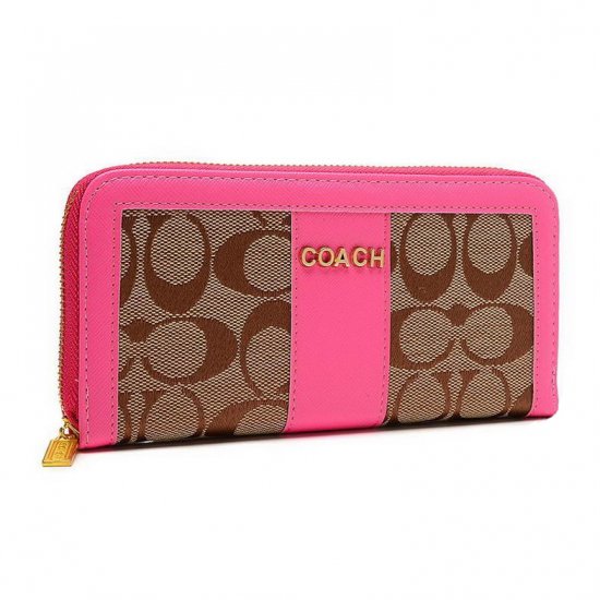 Coach Legacy Accordion Zip Large Pink Wallets ETM | Women